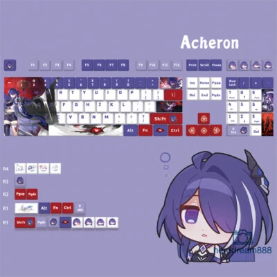Honkai Star Rail 128 Keycaps Acheron Backlit PBT Dye-sub for Cherry MX Keyboard - Image 1 of 4