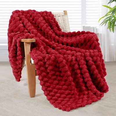 WHALE FLOTILLA Cozy Red Throw Blanket with Expanded Stereoscopic Jacquard Pattern All Season
