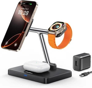 DUMTERR 3 in 1 Foldable Wireless Charging Station for Mag-Safe Charger for iP... - Picture 1 of 7