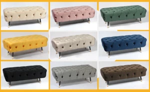 Sunny Decor tufted bed end bench velvet seat/button ottoman 120cm - Picture 1 of 36