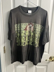 Vintage Taz Looney Tunes Shirt Aliens Mens XXL Black Faded European 1998 Warner - Picture 1 of 7