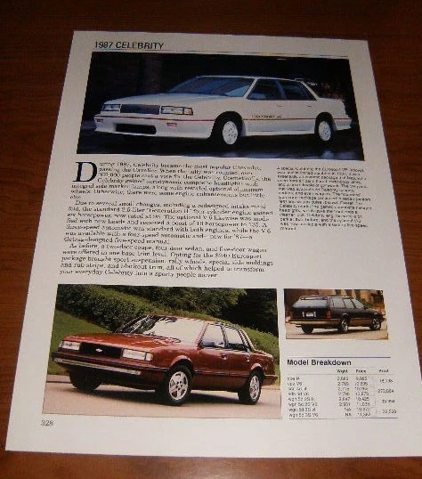 Chevy Celebrity 1987 hoja de especificaciones foto 87 EuroSport VR cupé Euro Sport Foto 1 de 1