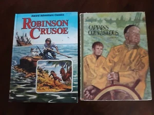 2 Classics - Robinson Crusoe and Captain Courageous by Rudyard Kipling HC - Picture 1 of 12