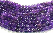 NATURAL AMETHYST QUARTZ FACETED ROUND GEMSTONE BEADS LOOSE STRAND 8 - 9+MM
