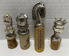 Wine Stoppers Lot of 4 Silver Finish Five Chess Piece Cork Horse
