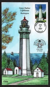 USA, SCOTT # 4148, COLLINS FDC COVER 2007 GRAYS HARBOR PACIFIC COAST LIGHTHOUSE - Picture 1 of 1