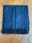 Bally Scarf 100 % Wool Black Mens Lambs Wool Made In Italy Fringe