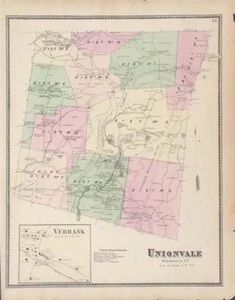 Antique Map Unionvale, NY - FW Beers Atlas of New York and Vicinity 1867 - Imagen 1 de 1