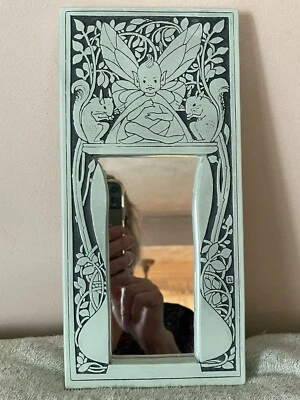 VTG 1999 FACSIMILES Ceramic Wall Mirror Fairy Squirrels Mystical Design 10x5 - Image 1 of 4