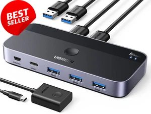 UGREEN USB 3.0 Switch for 2 Computers Sharing USB-C & USB-A Devices - Picture 1 of 12