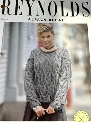 Suéter Pullover REYNOLDS Patrón Tejido #479 Alpaca Regal GARTER Foto 1 de 3