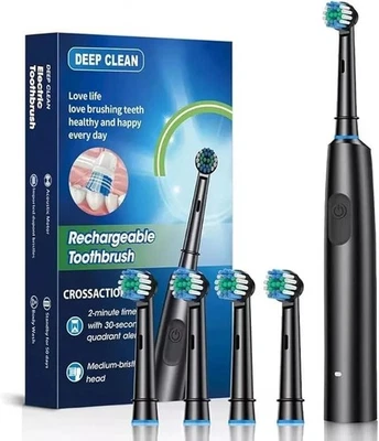 Electric Toothbrush Sonic Rechargeable 6 Modes Kids Adults Brush 4 Heads USB UK