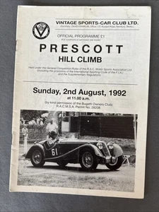 Race Programme 2 August  1992 Prescott  Vintage Sports Car Club VSCC A5 - Picture 1 of 1
