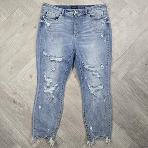Judy Blue Size 20W (38x26) Boyfriend Fit Splatter Paint Distressed Denim Jeans - Picture 1 of 22