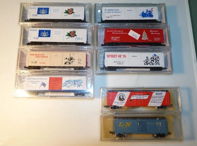 Bev-Bel Sur N - 9 US amerikanische gedeckte Güterwagen / neuwertig / in OVP - Bild 1 von 4