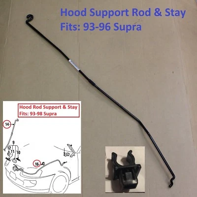 New OEM Toyota 1993-1998 Supra 2JZGTE 2JZGE Hood Support Prop Rod & Holder Stay - Image 1 of 2