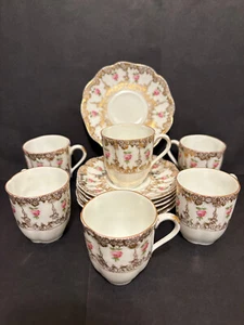 R C ROSENTHAL Chrysanthe Shape, Delicate Rose, SIX Demi Cups/Saucers - Picture 1 of 12