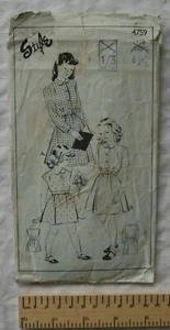 Vintage: Style Pattern No. 4759 girls' dress, age 6. 24 inch chest - Picture 1 of 1