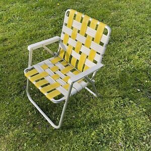 Vintage Aluminum Folding Lawn Chair Multicolor Yellow
