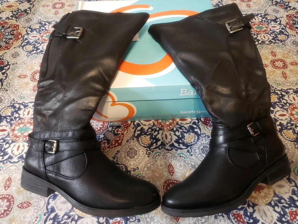 Bare Traps Women's Shoes Alysha Leather Closed Toe Knee High Black Size 8pcp