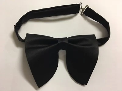 Handmade Oversized Black Satin Bow tie Vintage style 70`s Wedding Prom - Image 1 of 2