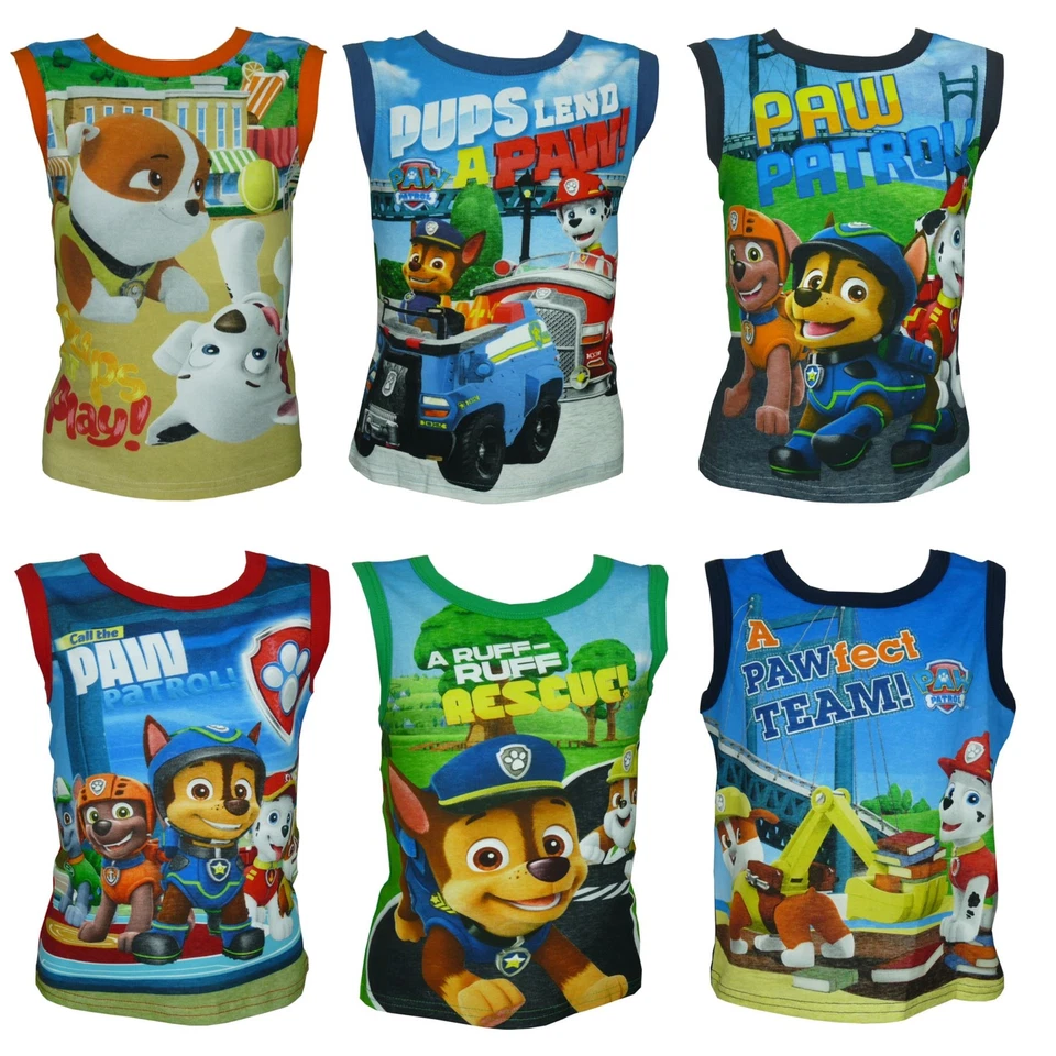 Boys Paw Patrol Vest Top / Sleeveless T-shirt Size 3-6 Years - Image 1 of 1