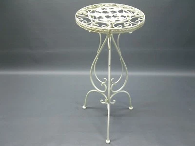 Flower Table Side Table Metal Stool 58 cm Flower Stand Flower Table White - Image 1 of 3