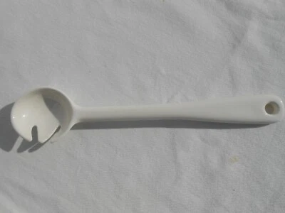 Cuchara de huevo ranurada blanca de porcelana cerámica 10" DWR Foto 1 de 4