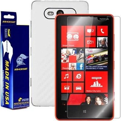 ArmorSuit Nokia Lumia 820 Screen Protector + White Carbon Fiber Skin Made in USA - Image 1 of 4