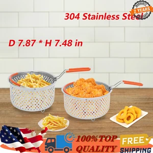 Stainless Wire French Fry Chips Basket Net Strainer Kitchen Cooking 20cm New - Picture 1 of 14