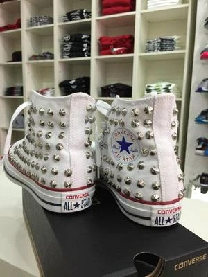 Converse all star personalizzate con borchie Argento Clean no Logo borchiato - Immagine 1 di 3