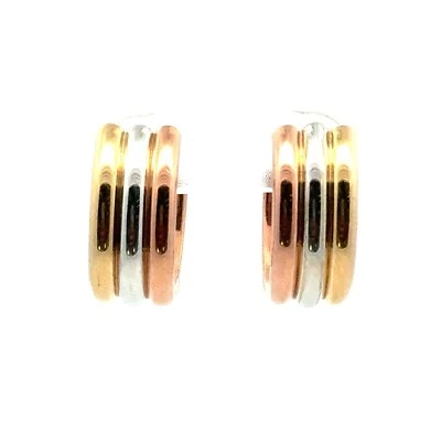 10KT TRI-COLOR GOLD HOOP EARRINGS 3.4 GRAMS - Image 1 of 4