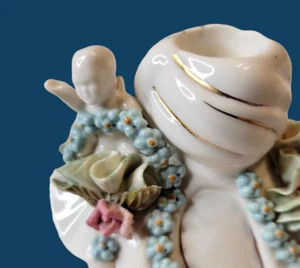 Candelabros Reina Califa Bone China años 50 223 flores querubín dorado - Imagen 1 de 10