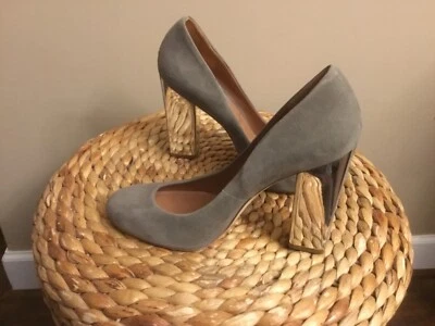 SIGERSON MORRISON Gray & Silver Suede Heels Shoes Size 9 B (CON39) - Image 1 of 4