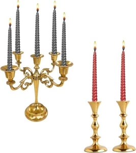 Combo of 3 top quality home décor 5-Arm Gold Candela & Taper Candle Holders set2 - Picture 1 of 11