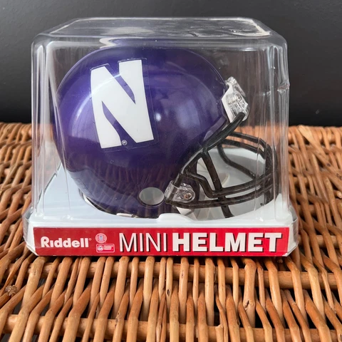 Northwestern Wildcats Mini Helmet Riddell Purple Black Souvenir Collectible Cover