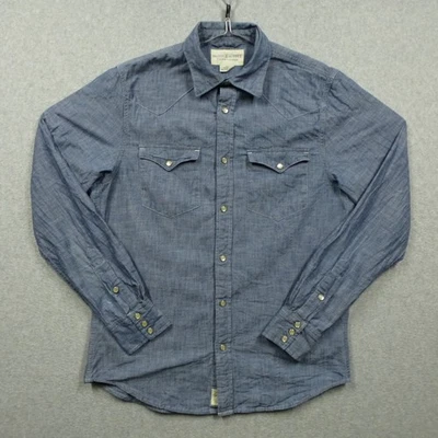 Camisa Denim Supply Ralph Lauren Para Hombres Pequeña Azul Perla Algodón a Presión Western Foto 1 de 4