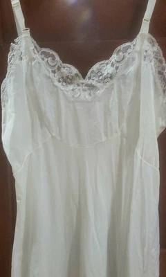 Vintage Sears Nylon Branco Alças Ajustáveis Rendadas Tamanho Pequeno 34 - Imagem 1 de 4