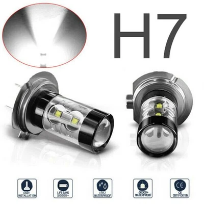 H7 Fog Light Bulbs Aluminum Bulbs Fog Headlight Light White Light 160W - Image 1 of 4
