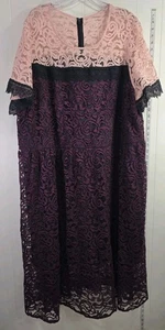 Vestido Lane Bryant Colorblock Encaje Cambio Talla 28 Hasta la Rodilla a Midi Forrado con Cremallera  - Imagen 1 de 12
