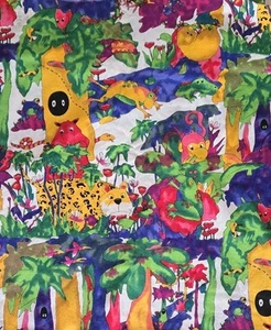 Nicole De Leon Rainforest Novelty Print Fabric Vintage Safari Colorful 1.5 Yd  - Picture 1 of 4