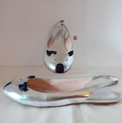 Zapatos de ratón Marc Jacobs plateados charol talla 10,5 M Foto 1 de 4
