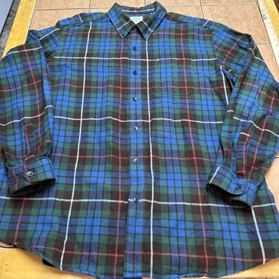 L.L Bean Shirt Mens Sz XL Blue Green Plaid Long Sleeve Button Up Traditional Fit - Image 1 of 4