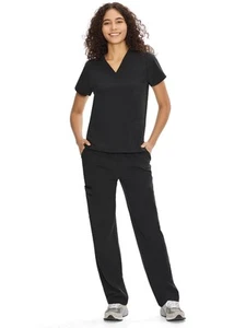Scrubs for Women Set Medical Uniform - V-Neck Top & Straight Leg Pants with 9... - Picture 1 of 8