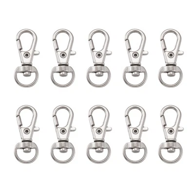 500PC Alloy Swivel Lobster Claw Clasps Snap Hook Jewelry Making Platinum 32X13mm - Image 1 of 4
