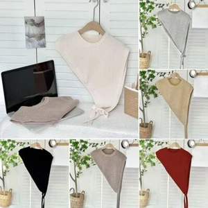Warm Knitted Shawl Vest Solid Color White Knitting Ribbon Vest Autumn Winter - Picture 1 of 18