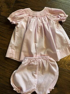 Girls Petit Ami Smocked Pink Flowers Pearls Party Portrait Church Dress Newborn - Picture 1 of 5