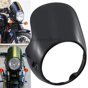7" Headlight Fairing Windshield Cover Glossy Black For Triumph Bonneville T100 - Picture 1 of 12