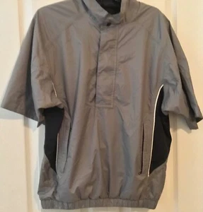 DRYJOY BY FJ FOOTJOY HALF SL, 1/2 ZIP CLOSE BLACK CHECK RAIN/WIND JACKET, MENS S - Picture 1 of 6