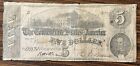 Five Dollars $5 Confederate Currency 1862 Heavily Circulated CSA #75385